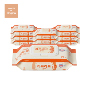 [무료배송] 라프라프 오리지널 약산성 물티슈 캡(70매) X10개 (1BOX)